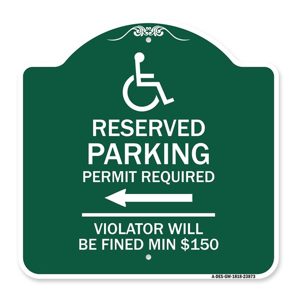 Signmission Modern Isa Connecticut Reserved Parking Permit Required Violators Fin Alum, 18" x 18", GW-1818-23873 A-DES-GW-1818-23873 - main